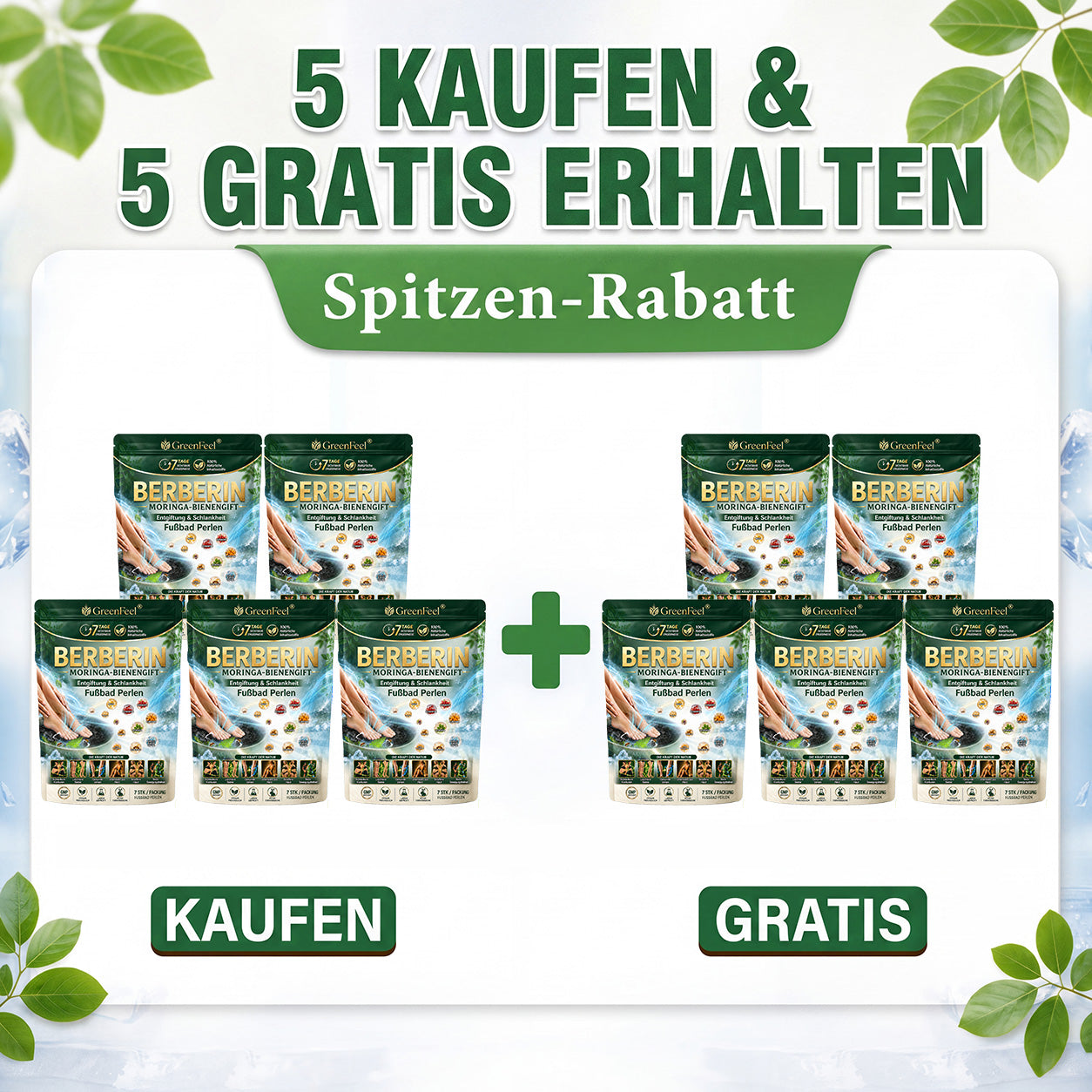 德☘️ GreenFeel® Berberin-Moringa-Bienengift Detox-Schlankheits-Fußbadperlen unterstützen das Gewichtsmanagement, die Lymphdrainage, eine gesunde Durchblutung, das weibliche Wohlbefinden und ein straffer wirkendes Hautbild. 🔥