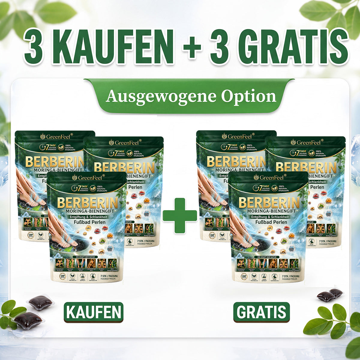 德☘️ GreenFeel® Berberin-Moringa-Bienengift Detox-Schlankheits-Fußbadperlen unterstützen das Gewichtsmanagement, die Lymphdrainage, eine gesunde Durchblutung, das weibliche Wohlbefinden und ein straffer wirkendes Hautbild. 🔥