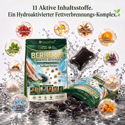 德☘️ GreenFeel® Berberin-Moringa-Bienengift Detox-Schlankheits-Fußbadperlen unterstützen das Gewichtsmanagement, die Lymphdrainage, eine gesunde Durchblutung, das weibliche Wohlbefinden und ein straffer wirkendes Hautbild. 🔥