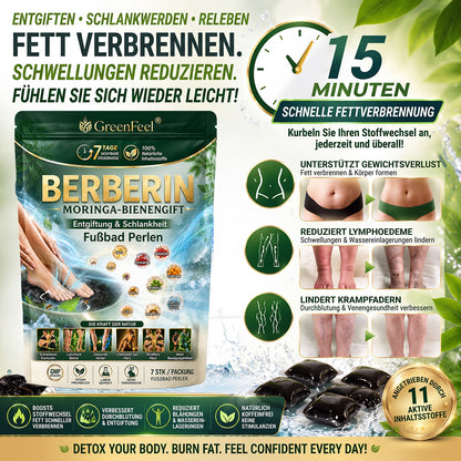 德☘️ GreenFeel® Berberin-Moringa-Bienengift Detox-Schlankheits-Fußbadperlen unterstützen das Gewichtsmanagement, die Lymphdrainage, eine gesunde Durchblutung, das weibliche Wohlbefinden und ein straffer wirkendes Hautbild. 🔥