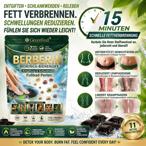 德☘️ GreenFeel® Berberin-Moringa-Bienengift Detox-Schlankheits-Fußbadperlen unterstützen das Gewichtsmanagement, die Lymphdrainage, eine gesunde Durchblutung, das weibliche Wohlbefinden und ein straffer wirkendes Hautbild. 🔥